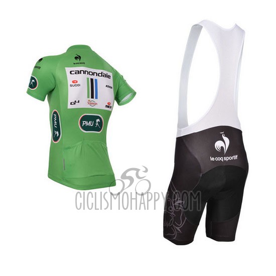 Cannondale Lider Cycling Jersey Bib Short 2013 Men Short Sleeve Green and White